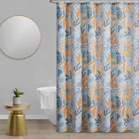 Sunflower Shower Curtain, Yellow Sunflower on Rustic Wooden Bath