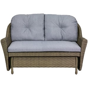 Northlight 46" Taupe Gray Resin Wicker Deep Seated Double Glider with Gray Cushions - 1 of 4