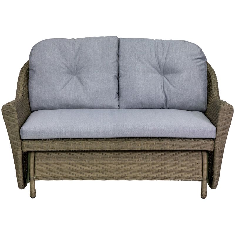 Northlight 46" Taupe Gray Resin Wicker Deep Seated Double Glider with Gray Cushions, 1 of 6