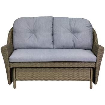 Northlight 46" Taupe Gray Resin Wicker Deep Seated Double Glider with Gray Cushions