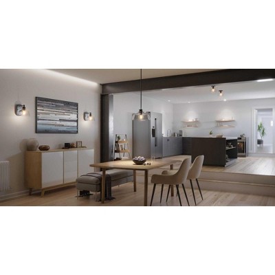 Matte Black Steel 1-Light Vanity Fixture with Clear Glass Shade