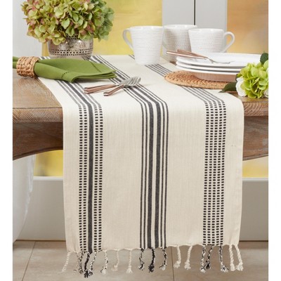 Black and White Cotton Striped Table Runner