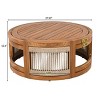 27" Acacia Wood Outdoor Coffee Table,Boho Patio Round Coffee Table for Garden,Handwoven Rope Accent Table with Slatted Top-Coolbibila - 4 of 4