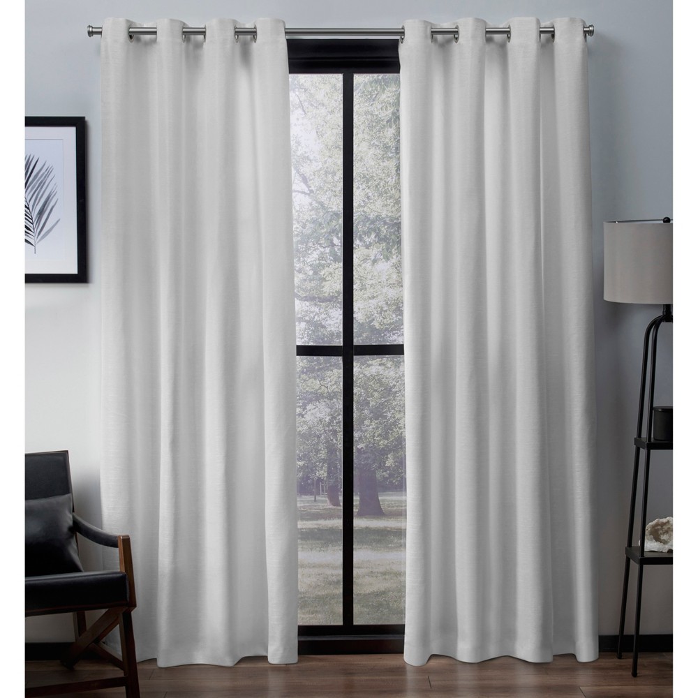 Photos - Curtains & Drapes Set of 2 108"x54" Virenze Faux Silk Window Curtain Panel White - Exclusive