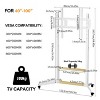 Artloge Heavy Duty Steel Mobile TV Floor Stand Height Adjustable Rolling TV Cart with Shelf & 4 Wheels for 40-100 Inch LCD LED TV Max Load 100KG - 4 of 4