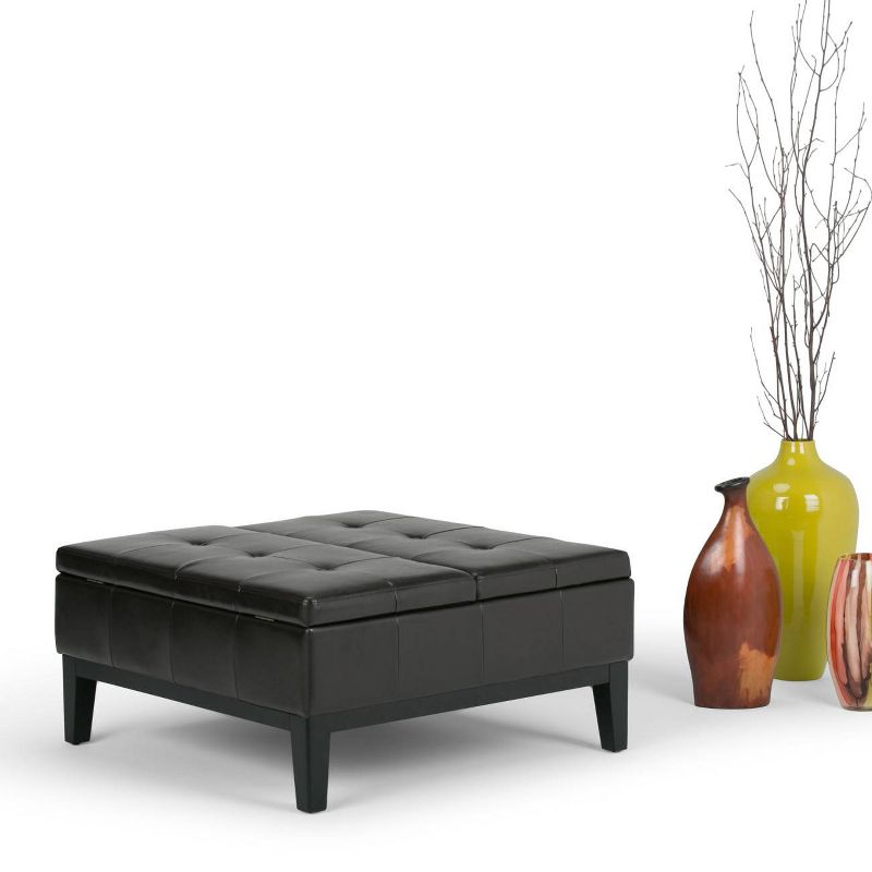 Lancaster Square Coffee Table Storage Ottoman - WyndenHall, 3 of 10