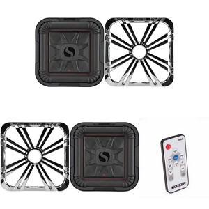 Kicker (2) 46L7T104 L7T L7-Thin 10-Inch (25cm) Subwoofer, Dual Voice Coil, 4-Ohm, 500 Watt w/ Chrome  LED Grill & Remote Bundle - 1 of 4