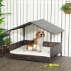 PawHut Wicker Dog House Elevated Raised Rattan Bed for Indoor/Outdoor with Removable Cushion Lounge - 3 of 4