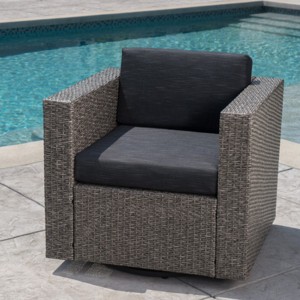 Wicker Swivel Patio Accent Chair,Modern Arm Chair With Cushion,Patio Chair Outdoor,Patio Chair Wicker -Maison Boucle - 1 of 4