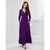 Clearlove Womens Long Sleeve Deep V Neck Dress Ruffles Long Maxi Casual Dresses for Women with Pockets - 3 of 4