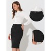 Allegra K Women's Faux Suede High Waist Belted Midi Slit Pencil Skirt - 2 of 4