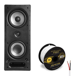 Polk Audio 265-RT Vanishing In Wall 3 Way Speaker with 14 Gauge Speaker Wire - 50 Feet - 1 of 4