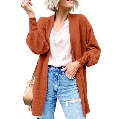 Womens Cardigan Sweaters Puff Long Sleeve Cardigan Open Front Knit Cardigans for Women