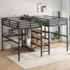 Twin Over Twin Metal Loft Bed with Double Desk, Shelves, and Wardrobe - 3 of 4