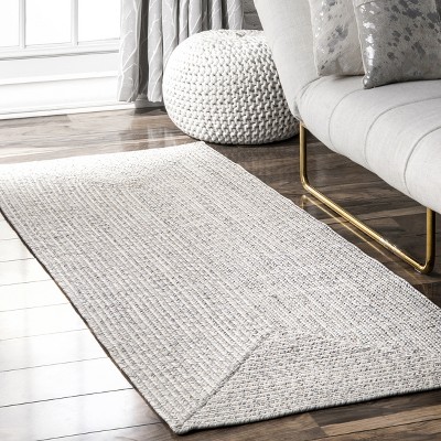 Ivory Braided Synthetic Indoor/Outdoor Runner Rug 31" x 10'