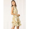 Allegra K Women's Regular Fit Floral A-line Smocked Waist Tiered Ruffled Chiffon Mini Dress - 2 of 4