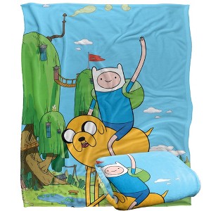 Kids' Adventure Time Best Bros Silky Touch Blanket White 36X58 - 1 of 4