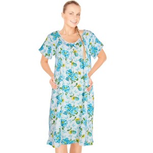 JEFFRICO Womens Nightgowns Short Sleeve Sleepwear Soft Pajama Dress Nightshirts - 1 of 4