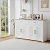 56" Large Sideboard Buffet Cabinet with Storage, Wooden Kitchen Storage Cabinet with Adjustable Shelf, Drawers & Barn Doors,  Coffee Bar Buffet Table - 2 of 4