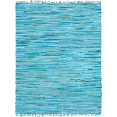 Handmade Light Blue Synthetic Braided Reversible Rug