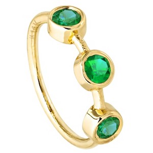Jewelry Avalanche 20G 14K Gold 3-stone Bezel Set Emerald Nose Hoop, 8mm, May Birthstone - 1 of 4
