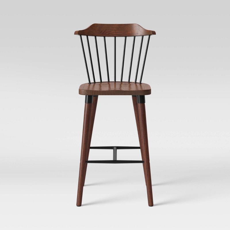 Delway Curved Back Mixed Material Counter Height Barstool Walnut - Threshold&#8482;, 4 of 8