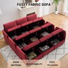 Living room modular sofa with storage and footstool, modern style, upholstered armrests, for apartments and offices, comfortable velvet, red - 3 of 4