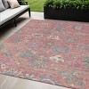 Coral Plum And Blue Floral Washable Indoor Outdoor Area Rug - 2 of 4