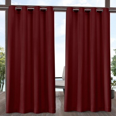Set of 2 Delano Indoor/Outdoor Heavy Textured Grommet Top Light Filtering Window Curtain Panels - Exclusive Home