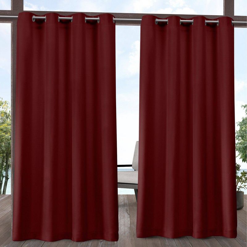 Set of 2 Delano Indoor/Outdoor Heavy Textured Grommet Top Light Filtering Window Curtain Panels - Exclusive Home, 1 of 9