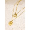 Slickblue Double Strand Necklace, Evil Eye Coin Pendant For Women, Trendy Boho Jewelry, Gold, 16" - 3 of 3