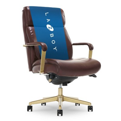 Brown Bonded Leather Ergonomic Executive Office Chair with Lumbar Support