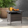 Tangkula Outdoor Wicker Table Rattan Coffee Table w/ Umbrella Insert Hole PE Tabletop & Sturdy Metal Frame - 2 of 4