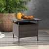 Tangkula Outdoor Wicker Table Rattan Coffee Table w/ Umbrella Insert Hole PE Tabletop & Sturdy Metal Frame - image 2 of 4