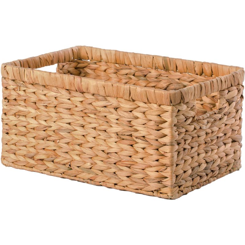Vintiquewise Natural Woven Water Hyacinth Wicker Rectangular Storage Bin Basket with Handles, 4 of 8