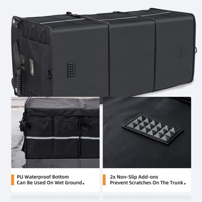 Large Black Nylon Car Trunk Organizer with Detachable Cooler Bag