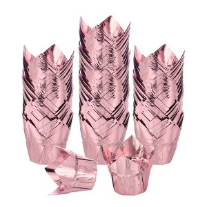 Unique Bargains Disposable Greaseproof Aluminum Foil Tulip Baking Cups 3.1 Inch 100 Pcs - 1 of 4