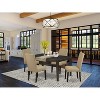 Modern Dining Set 5 Piece - Rectangle Table & 4 Parson Chairs - Cappuccino Finish - 2 of 4