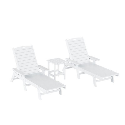 WestinTrends 3 Pieces Set Poly Adirondack Outdoor Chaise Lounges with Side Table