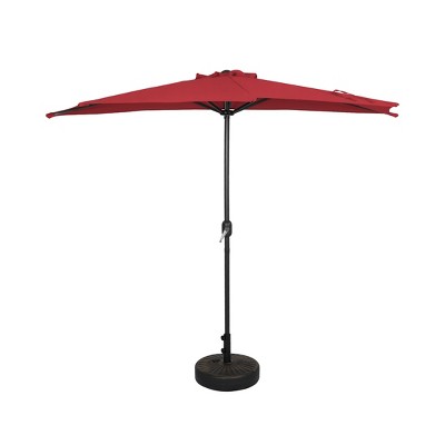 WestinTrends 9 Ft Half Market Patio Umbella with Bronze Round Plastic Base