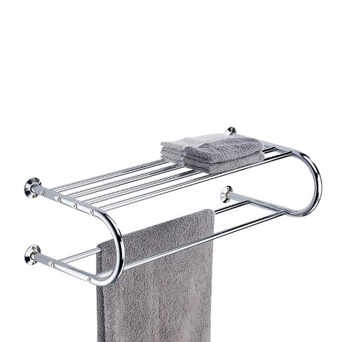 Wall Mounted Chrome Towel Holder Shelf Bathroom Storage Rack Rail Bar Stand  New 5021961106858