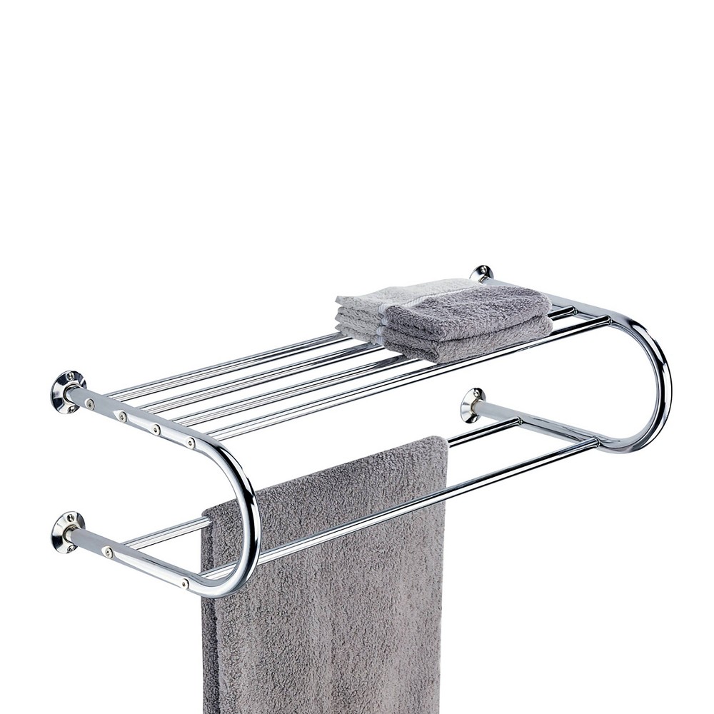 Wall Mounting Towel Bar and Shelf Chrome - Organize It All: Metal Bathroom Storage, Universal Organizer