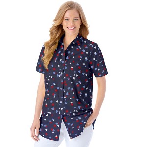 Woman Within Women's Plus Size Perfect Short Sleeve Shirt - 1 of 4