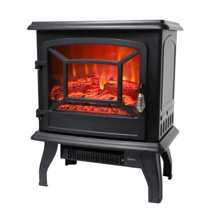 ChicFurnit Indoor Fireplaces 17" Freestanding Fireplace Fireplace Heater with Realistic Flames 1400W for Living Room, Black, 19.49"*12.99"*19.69" - 1 of 4
