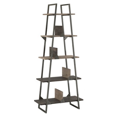 71.85" Refinery A Frame Bookshelf Rustic Gray - Bush Furniture