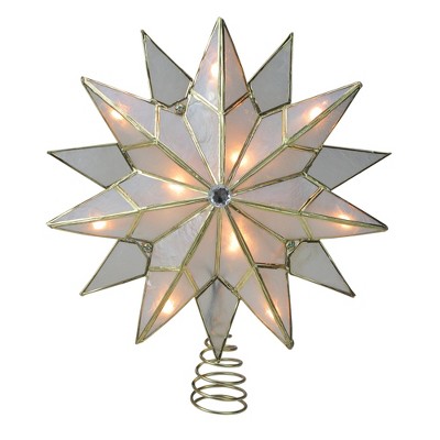 Kurt S. Adler 8.5" Lighted Gold Double Tip Star Christmas Tree Topper - Clear Lights