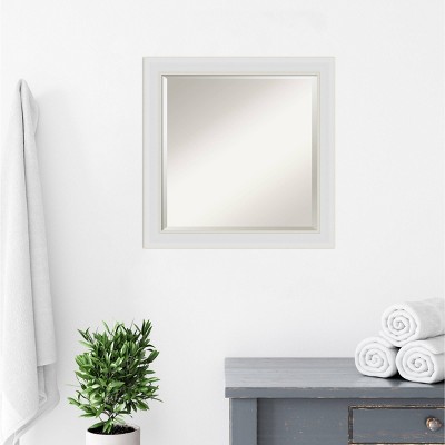 24" x 24" Soft White Satin Finish Rectangular Bathroom Vanity Mirror