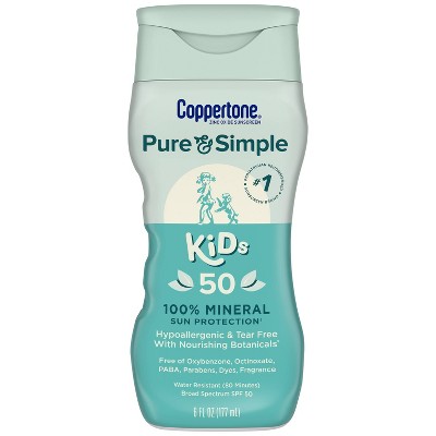 Coppertone Pure and Simple Kids Mineral Sunscreen Lotion - SPF 50 - 6 fl oz