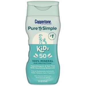 Coppertone Pure and Simple Kids Mineral Sunscreen Lotion - SPF 50 - 6 fl oz - 1 of 4