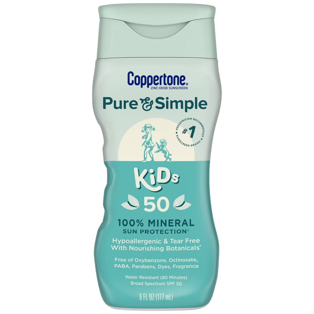 Photos - Cream / Lotion Coppertone Pure and Simple Kids Mineral Sunscreen Lotion - SPF 50 - 6 fl o